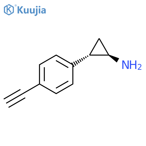 rac-(1R,2S)-2-(4-ethynylphenyl)cyclopropan-1-amine structure