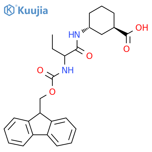 rac-(1R,3R)-3-2-({(9H-fluoren-9-yl)methoxycarbonyl}amino)butanamidocyclohexane-1-carboxylic acid structure
