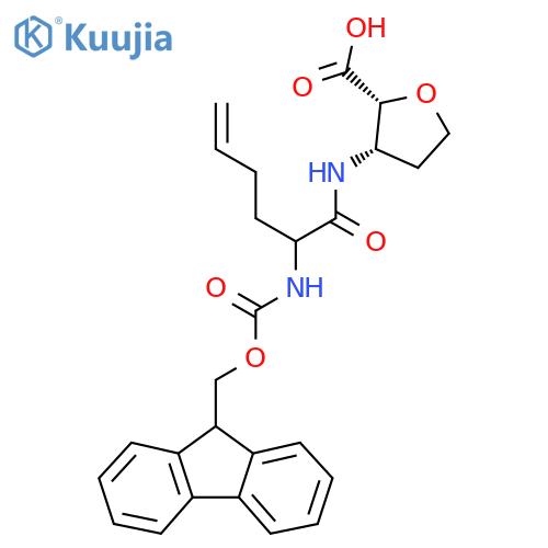 rac-(2R,3S)-3-2-({(9H-fluoren-9-yl)methoxycarbonyl}amino)hex-5-enamidooxolane-2-carboxylic acid structure
