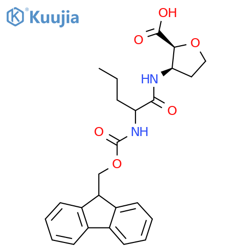 rac-(2R,3S)-3-2-({(9H-fluoren-9-yl)methoxycarbonyl}amino)pentanamidooxolane-2-carboxylic acid structure
