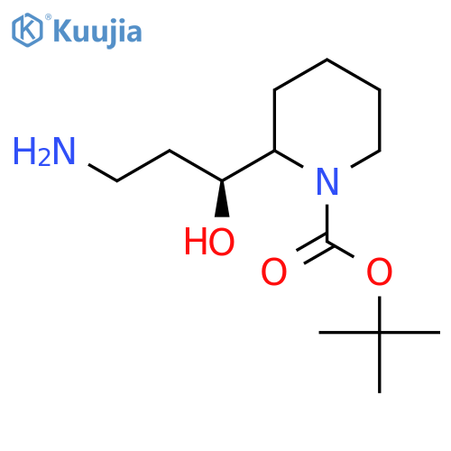 tert-butyl 2-(1S)-3-amino-1-hydroxypropylpiperidine-1-carboxylate structure