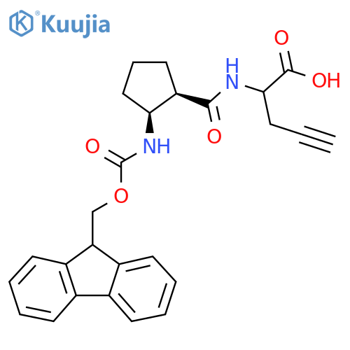 rac-2-{(1R,2S)-2-({(9H-fluoren-9-yl)methoxycarbonyl}amino)cyclopentylformamido}pent-4-ynoic acid structure