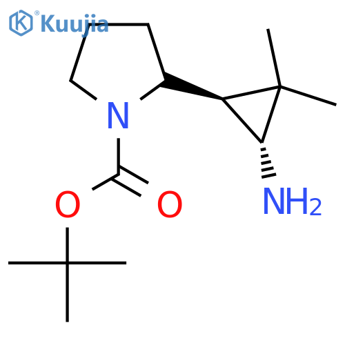 rac-tert-butyl 2-(1R,3S)-3-amino-2,2-dimethylcyclopropylpyrrolidine-1-carboxylate structure