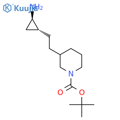 rac-tert-butyl 3-{2-(1R,2R)-2-aminocyclopropylethyl}piperidine-1-carboxylate structure