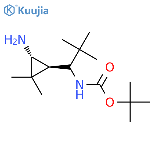 rac-tert-butyl N-{1-(1R,3S)-3-amino-2,2-dimethylcyclopropyl-2,2-dimethylpropyl}carbamate structure