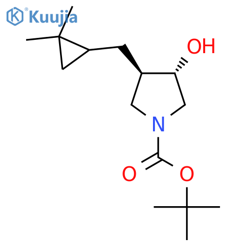 rac-tert-butyl (3R,4S)-3-(2,2-dimethylcyclopropyl)methyl-4-hydroxypyrrolidine-1-carboxylate structure