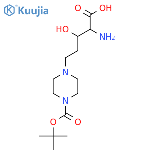 2-amino-5-{4-(tert-butoxy)carbonylpiperazin-1-yl}-3-hydroxypentanoic acid structure
