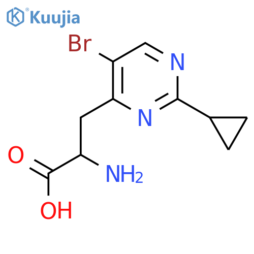 2-amino-3-(5-bromo-2-cyclopropylpyrimidin-4-yl)propanoic acid structure