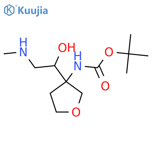 tert-butyl N-{3-1-hydroxy-2-(methylamino)ethyloxolan-3-yl}carbamate structure