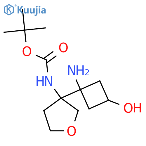 tert-butyl N-3-(1-amino-3-hydroxycyclobutyl)oxolan-3-ylcarbamate structure