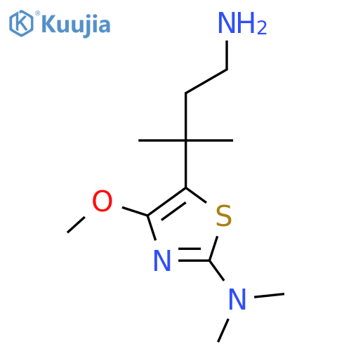 5-(4-amino-2-methylbutan-2-yl)-4-methoxy-N,N-dimethyl-1,3-thiazol-2-amine structure