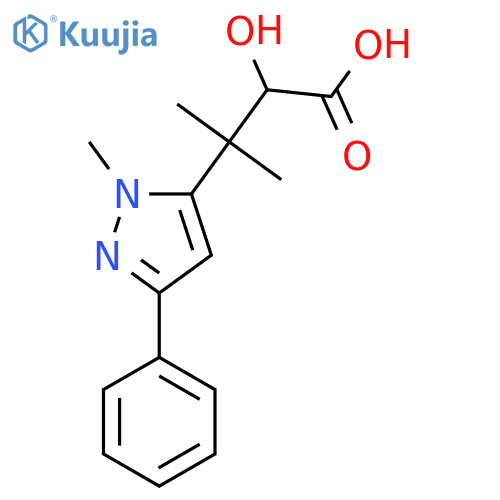 2-hydroxy-3-methyl-3-(1-methyl-3-phenyl-1H-pyrazol-5-yl)butanoic acid structure