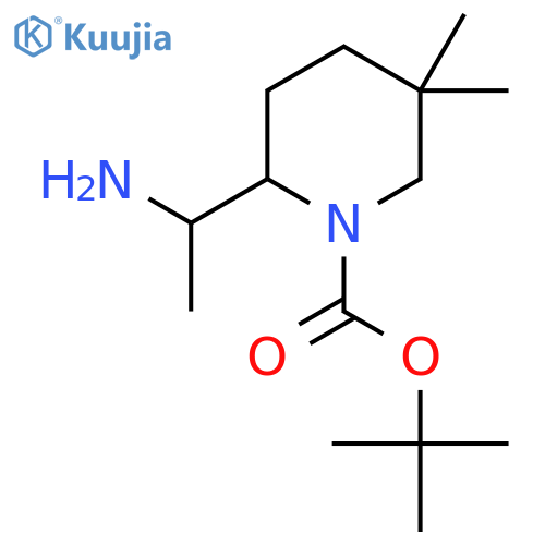 tert-butyl 2-(1-aminoethyl)-5,5-dimethylpiperidine-1-carboxylate structure