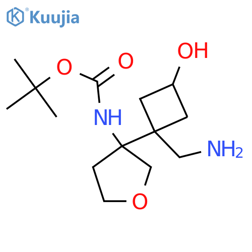 tert-butyl N-{3-1-(aminomethyl)-3-hydroxycyclobutyloxolan-3-yl}carbamate structure