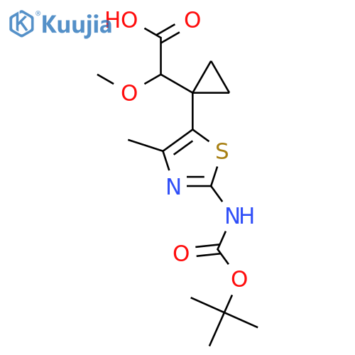 2-[1-(2-{[(Tert-butoxy)carbonyl]amino}-4-methyl-1,3-thiazol-5-yl)cyclopropyl]-2-methoxyacetic acid structure