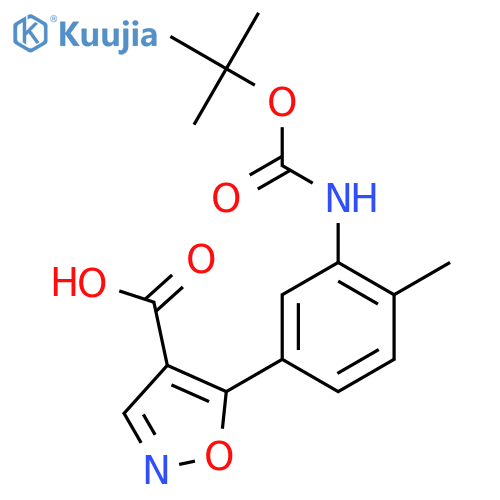 5-(3-{(tert-butoxy)carbonylamino}-4-methylphenyl)-1,2-oxazole-4-carboxylic acid structure