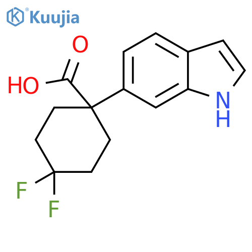 4,4-difluoro-1-(1H-indol-6-yl)cyclohexane-1-carboxylic acid structure