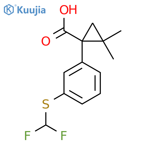 1-{3-(difluoromethyl)sulfanylphenyl}-2,2-dimethylcyclopropane-1-carboxylic acid structure