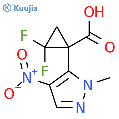 2,2-difluoro-1-(1-methyl-4-nitro-1H-pyrazol-5-yl)cyclopropane-1-carboxylic acid structure
