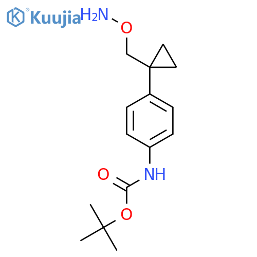 tert-butyl N-(4-{1-(aminooxy)methylcyclopropyl}phenyl)carbamate structure