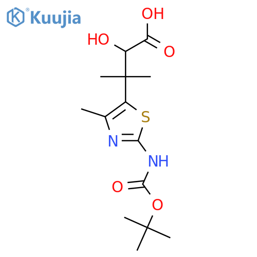 3-(2-{(tert-butoxy)carbonylamino}-4-methyl-1,3-thiazol-5-yl)-2-hydroxy-3-methylbutanoic acid structure
