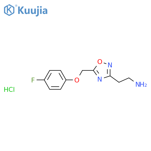 2-{5-(4-fluorophenoxy)methyl-1,2,4-oxadiazol-3-yl}ethan-1-amine hydrochloride structure