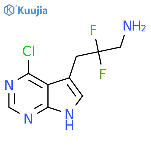 3-{4-chloro-7H-pyrrolo2,3-dpyrimidin-5-yl}-2,2-difluoropropan-1-amine structure