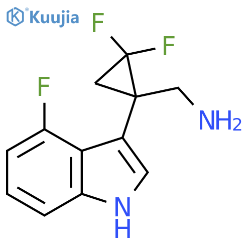 2,2-difluoro-1-(4-fluoro-1H-indol-3-yl)cyclopropylmethanamine structure