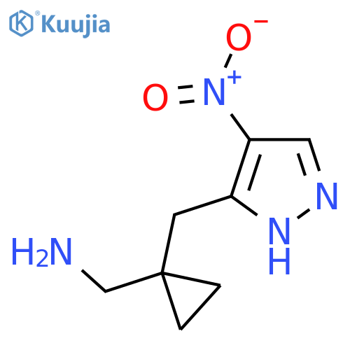 {1-(4-nitro-1H-pyrazol-3-yl)methylcyclopropyl}methanamine structure