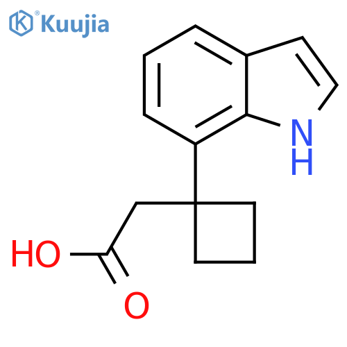 2-1-(1H-indol-7-yl)cyclobutylacetic acid structure