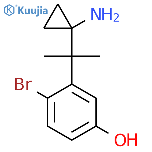 3-2-(1-aminocyclopropyl)propan-2-yl-4-bromophenol structure