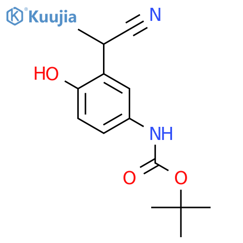tert-butyl N-3-(1-cyanoethyl)-4-hydroxyphenylcarbamate structure