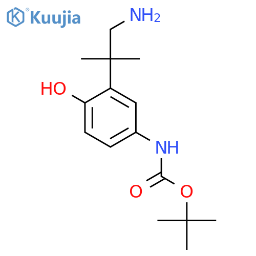 tert-butyl N-3-(1-amino-2-methylpropan-2-yl)-4-hydroxyphenylcarbamate structure