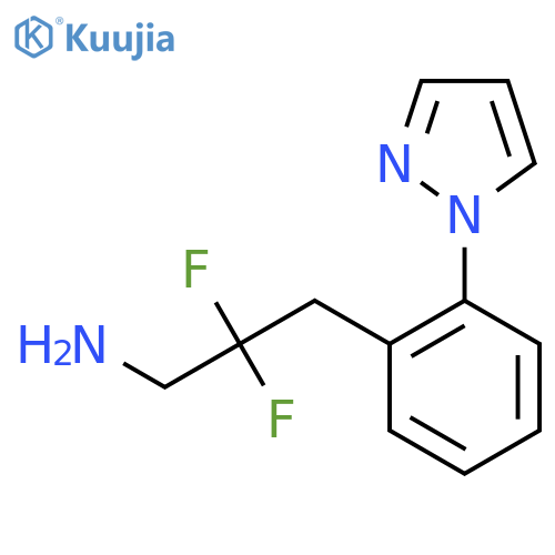 2,2-difluoro-3-2-(1H-pyrazol-1-yl)phenylpropan-1-amine structure