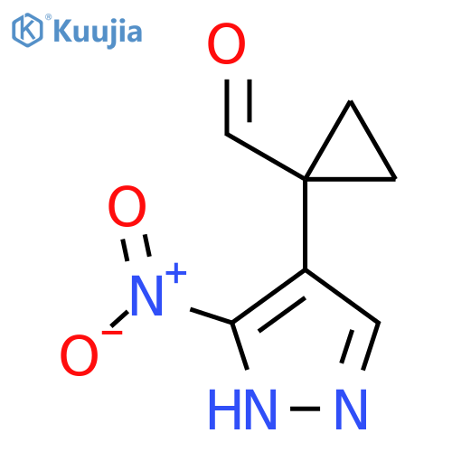 1-(3-nitro-1H-pyrazol-4-yl)cyclopropane-1-carbaldehyde structure