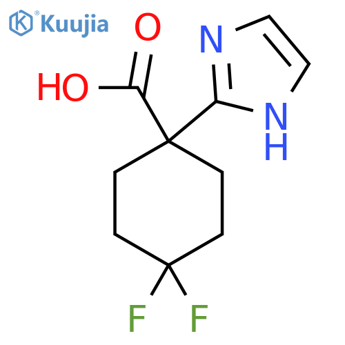 4,4-difluoro-1-(1H-imidazol-2-yl)cyclohexane-1-carboxylic acid structure
