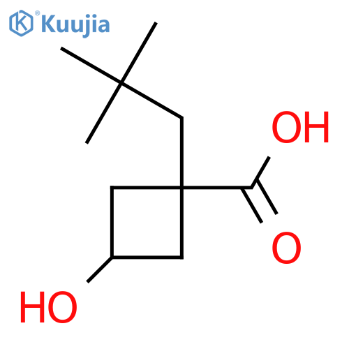 1-(2,2-Dimethylpropyl)-3-hydroxycyclobutane-1-carboxylic acid structure
