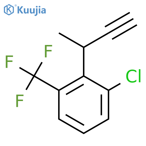 2-(but-3-yn-2-yl)-1-chloro-3-(trifluoromethyl)benzene structure