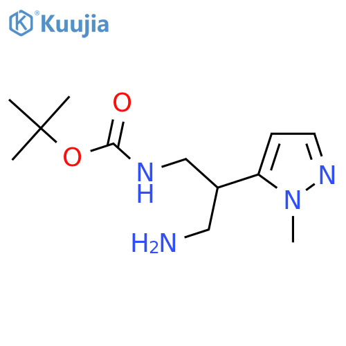 tert-butyl N-3-amino-2-(1-methyl-1H-pyrazol-5-yl)propylcarbamate structure