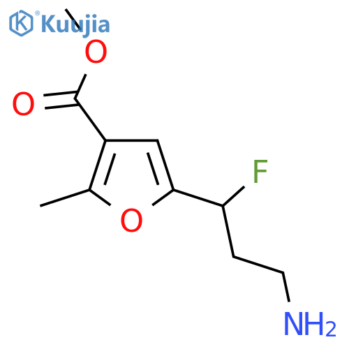 methyl 5-(3-amino-1-fluoropropyl)-2-methylfuran-3-carboxylate structure