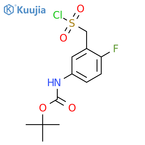 tert-butyl N-{3-(chlorosulfonyl)methyl-4-fluorophenyl}carbamate structure