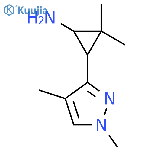 3-(1,4-dimethyl-1H-pyrazol-3-yl)-2,2-dimethylcyclopropan-1-amine structure