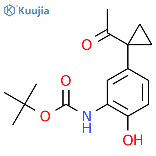 tert-butyl N-5-(1-acetylcyclopropyl)-2-hydroxyphenylcarbamate structure