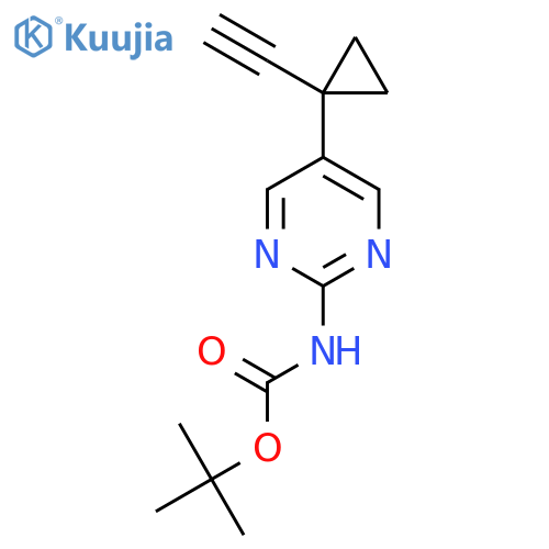 tert-butyl N-5-(1-ethynylcyclopropyl)pyrimidin-2-ylcarbamate structure