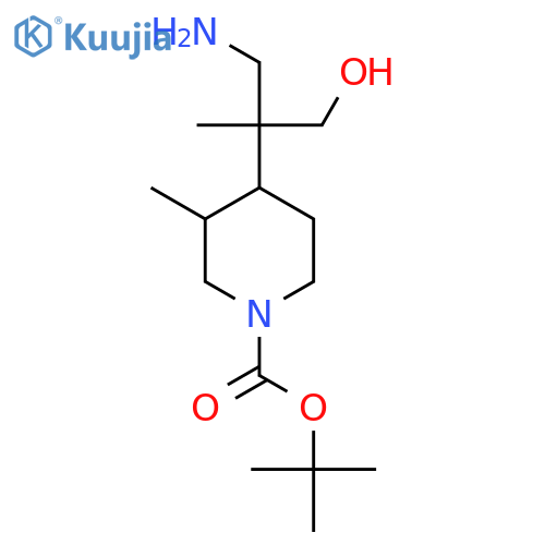 tert-butyl 4-(1-amino-3-hydroxy-2-methylpropan-2-yl)-3-methylpiperidine-1-carboxylate structure