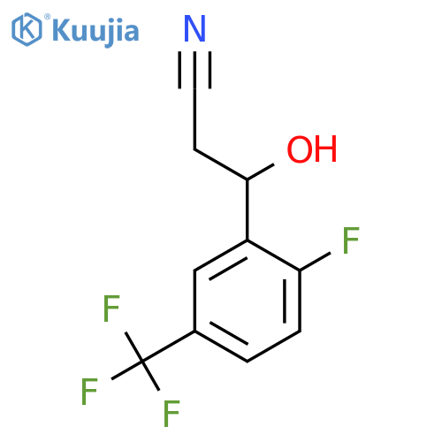 3-2-fluoro-5-(trifluoromethyl)phenyl-3-hydroxypropanenitrile structure