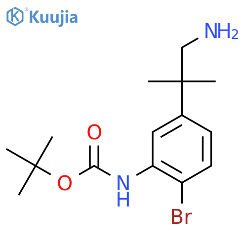 tert-butyl N-5-(1-amino-2-methylpropan-2-yl)-2-bromophenylcarbamate structure