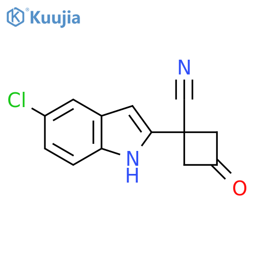 1-(5-chloro-1H-indol-2-yl)-3-oxocyclobutane-1-carbonitrile structure