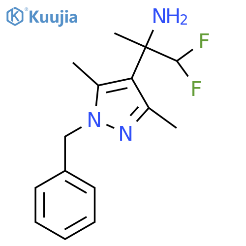 2-(1-benzyl-3,5-dimethyl-1H-pyrazol-4-yl)-1,1-difluoropropan-2-amine structure
