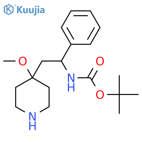 tert-butyl N-2-(4-methoxypiperidin-4-yl)-1-phenylethylcarbamate structure
